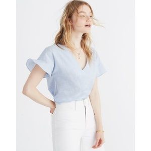 Madewell Sundrift Ruffle Top in Craft Blue